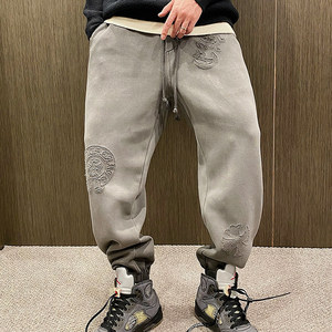 MXD UGLY24 winter trendy brand casual foot tying plus velvet trousers men's elastic waist drawstring wear cold-proof trousers
