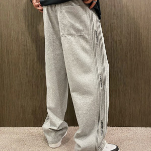 MXD UGLY 25 new wide-leg pants for men's spring trendy brand three-dimensional striped gradient letter drawstring loose sweatpants
