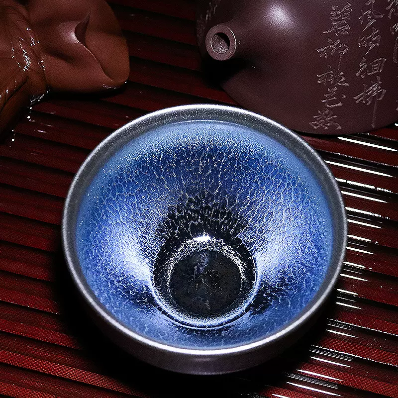 器物志 蓝麒麟建盏茶杯龙鳞纹油滴天目盏陶瓷主人杯-Taobao