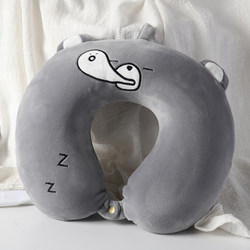 U-Shaped Pillow Cartoon Memory Foam Neck Pillow Nap Artifact Neck Support Pillow U-Shaped Pillow for Outdoor Travel and Car Use