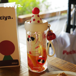 Bocyo Water Cup, Glass Cup for Women, High Aesthetic Value, Straw, Student, Summer, New Style for Making Tea, Tea-Water Separation, Cute Cup