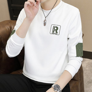 
Men's sweatshirts, spring and autumn styles, spring trendy men's clothing, thickened velvet clothes, autumn and winter long-sleeved T-shirts, white autumn clothes for men