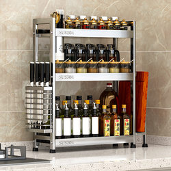 304 Stainless Steel Kitchen Seasoning Storage Rack Countertop Soy Sauce Bottle Condiment Oil Salt Sauce Vinegar Seasoning Storage Rack