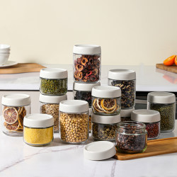 Glass Sealed Jar Food-Grade Kitchen Moisture-Proof Storage Spice Dry Goods Snack Bottle Tea Candy Box Storage Jar