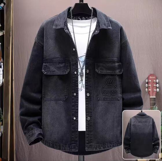 
Extra large size spring and autumn men's denim jacket men's plus size fat man work shirt trend 300*0.5kg fat man
