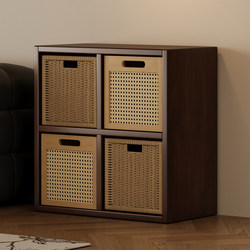 Solid Wood Lattice Cabinet Bookshelf Floor-Standing Storage Rack Free Combination Corner Low Bookcase Living Room Children's Home Storage