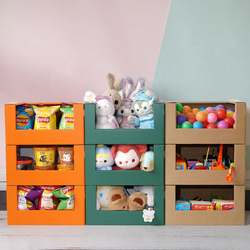 Kraft Paper Stackable Simple Toy Storage Box Snack Wardrobe Clothing Basket Storage Miscellaneous Items Organizer Box