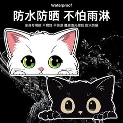 Black and White Cat Car Stickers to Cover Scratches, Creative and Cute Cartoon Waterproof Electric Vehicle Stickers