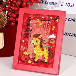 Year of the Horse Diamond Painting 2026 New Year DIY Craft Kit for Kindergarten Students Educational Little Horse Diamond Sticker Art