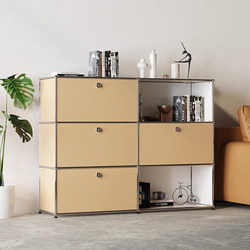 Modern Minimalist Usm Sideboard Stainless Steel Storage Cabinet Living Room Home Storage Cabinet Multifunctional Retro Entryway Cabinet