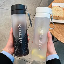 Summer Korean-Style Frosted Large-Capacity Plastic Cup with Tea Strainer, Portable Water Cup for Male and Female Students and Couples with Scale Markings