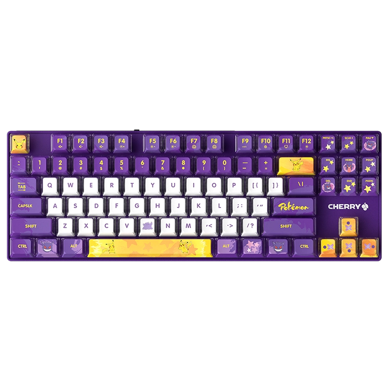CHERRY MX8.2三模無線機械鍵盤寶可夢耿鬼聯名RGB彩光XAGA曜石版
