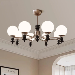 Vintage Living Room Chandelier, High-End New French Retro Style, Elegant Magic Bean Glass, American-Style Bedroom Main Light