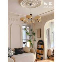 Vintage French-Style Living Room Chandelier, Bauhaus Modern Wood Nordic Cream Style Retro Dining Room Study Bedroom Lamp