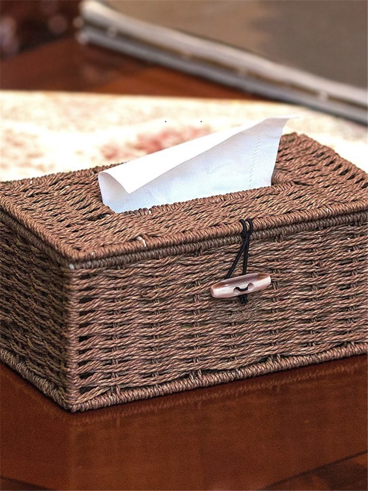 金柳手工编织抽纸盒 简约美式创意