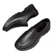 Giày đầu bếp làm việc bán thời gian sau khi làm việc ở khách sạn, giày da thường chống mòn đế mềm màu đen tuyền, giày nam một bước 