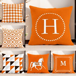 Nordic Light Luxury Simple Cushion Orange Living Room Sofa Pillow Orange Geometric Cushion Model Room Headboard Lumbar Support