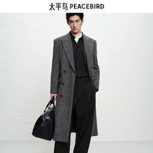 [Same style in shopping malls] PEACEBIRD Men's Woolen Coat 25 New Winter Style Long Texture B1AAF4C02