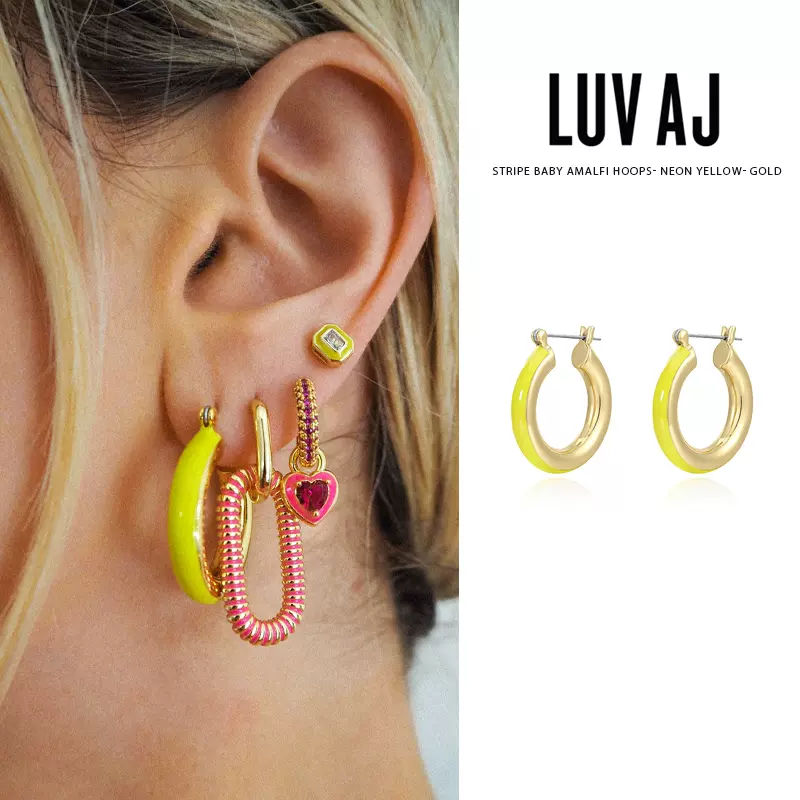 LUVAJ柠檬黄圆圈耳环高级感秋冬多巴胺耳饰欧美ins风珐琅耳