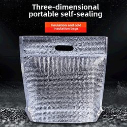 Three-Dimensional Insulated Bag, Fresh-Keeping Bag, Zipper Self-Sealing, Portable, Cold-Keeping, Thickened, Ready-Made, Disposable Takeout Aluminum Foil Insulated Bag