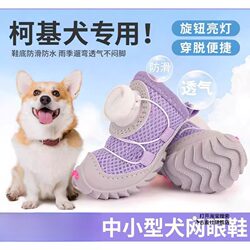 Corgi-Specific Dog Shoes with Soft Soles, Anti-Slip, Anti-Fall, Rotating Buckle, Spring and Summer Mesh Breathable Thin Style Puppy Mesh Shoes