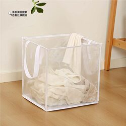 Large Laundry Storage Basket, Transparent Mesh, Household Bathroom Dirty Clothes Basket, Foldable Laundry Basket, Dirty Clothes Hamper