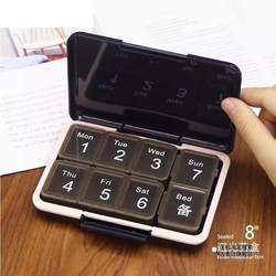 Light-Proof, Seven-Day-A-Week, Eight-Compartment Portable Medicine Organizer, Sealed, Large-Capacity Medicine Box for the Elderly