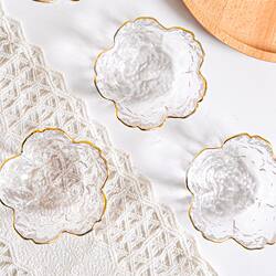 Transparent Hammered Cherry Blossom Glass Flavor Dish, Condiment Sauce Dish, Exquisite Dish, Small Bowl, Household Vinegar Dish, Hot Pot Plate