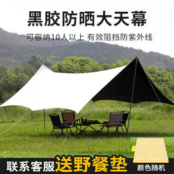 Thickened Black Rubber Octagonal Canopy Tent for Outdoor Camping, Picnic, Park, Sunshade, Rainproof, Sunproof, Portable Gazebo