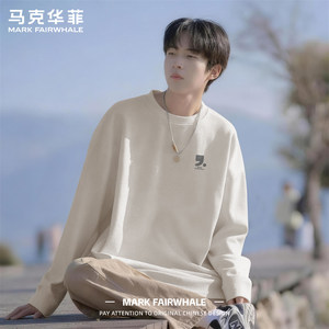 
Mark Huafei 2026 Spring New Casual Drop Shoulder Sleeve Men's Long Sleeve T-Shirt Loose Cotton Bottoming Shirt Versatile