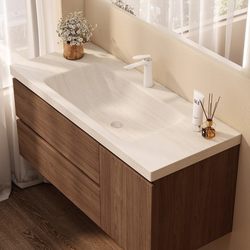 Medieval-Style Cave Stone Slab Hot-Bent Integrated Basin Honeycomb Aluminum Bathroom Cabinet Washbasin Integrated Cabinet Washbasin Cabinet Set
