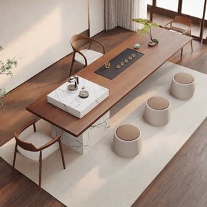 
Light luxury solid wood island tea table office home modern high-end tea table kettle integrated with new high-end