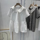 New summer white doll collar small loose women's shirt pullover short-sleeved cotton versatile women's top with large size