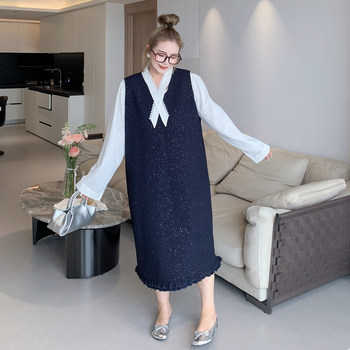 
Yuanzi's large-size autumn fat mm shirt vest skirt two-piece set loose and slim to make the flesh look thin and slim.