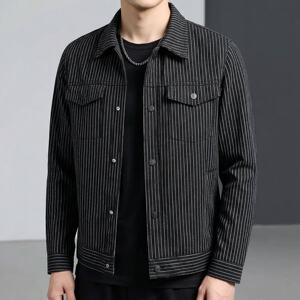 
2026 Spring and Autumn New Men's Lapel Motorcycle Leather Jacket Slim Fit Trendy Men's Business Casual Leather Jacket