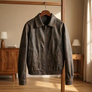 
2026 Spring and Autumn New Men's Lapel Motorcycle Leather Jacket Slim Fit Trendy Men's Business Casual Leather Jacket