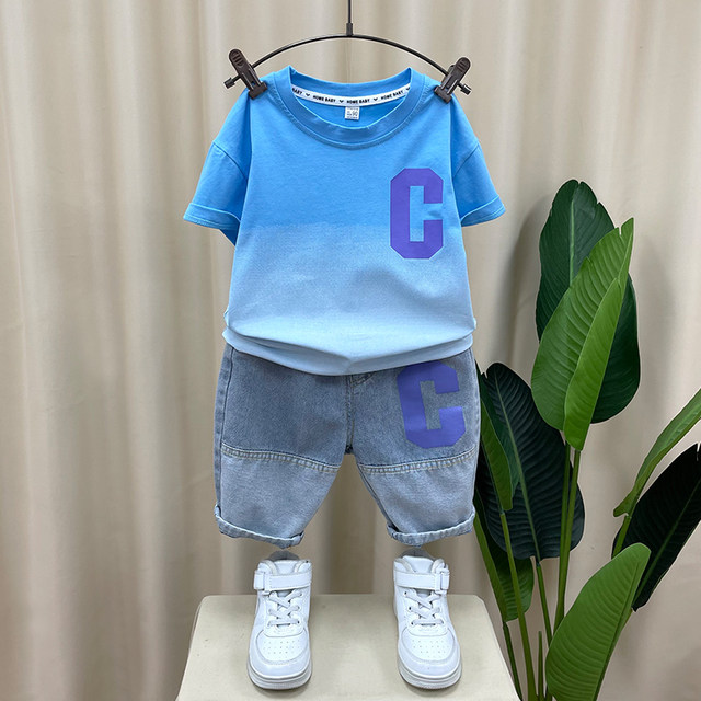 Boys' cool and handsome summer suit 24 new fashionable baby summer thin ...