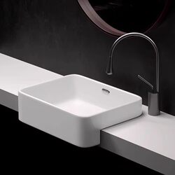 German Semi-Embedded Countertop Basin, Hotel Semi-Hanging Basin, Small Apartment Narrow Countertop Ceramic Basin, Washbasin