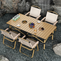 Outdoor Folding Dining Table Camping Table and Chair Set, a Complete Set of Portable Telescopic Egg Roll Table, Night Market Stall Table