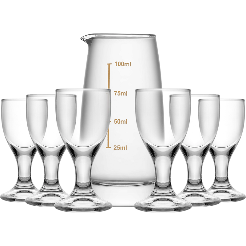 白酒杯套装分酒器小号小酒杯家用加厚玻璃一口杯中式饭店用酒盅-Taobao Malaysia
