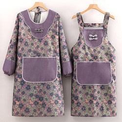 Canvas Printed Breathable Apron with Suspenders, High Aesthetic Value, Anti-Stain Long-Sleeve Smock for Kitchen and Catering, Home Workwear