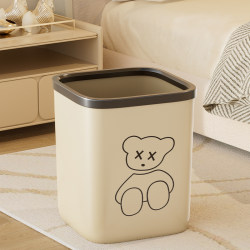 Living Room Trash Can, Large Capacity, Cream Style, for Kitchen, Dormitory, Bathroom, Special Square Design, 2025 New Model