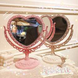 ins Retro Style Makeup Mirror, Girly Desktop Mirror, Internet-Famous Vanity Mirror, Double-Sided European-Style Dormitory Princess Mirror