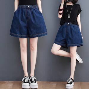 
Clearance leaked denim shorts for women summer thin women's pants high waist slimming wide legs loose a-line large size hot pants trendy
