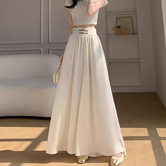 
Clearance clearance new Chinese style ice silk wide-leg pants for women summer thin high-waist drape large trouser legs floor-length culottes