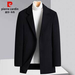 Pier Cardin winter wool coat men's short thickened business casual cashmere trench coat
