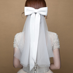 Shuiwu R0268 Bridal Headdress New Fairy Bow Veil Short Simple Soft Gauze Wedding Gauze Accessories