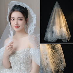Shuiwu R0398 Bridal Wedding Veil Simple Soft Gauze White Lace Short Photo Studio Photo Travel Hair Accessories