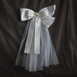 Shuiwu R0337 Bridal Headwear New Korean Style White Bow Veil Short Travel Photo Wedding Accessories