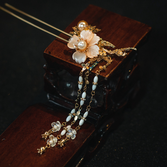 金の花のヘアピンセット - 中国風ウェディングヘアアクセサリー U1737